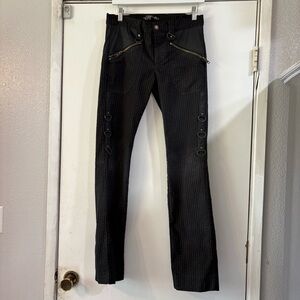 Lip Service Pin stripe Pants Zipper Hooks Grunge SteamPunk Goth Gangsta Pranksta